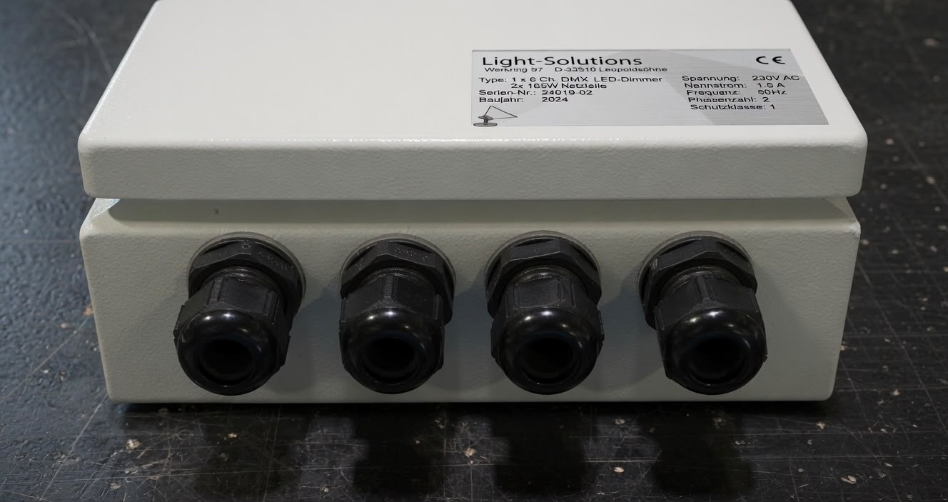 Kompaktes Gehäuse mit Netzteilen für die notstromfähige RGB-Beleuchtung